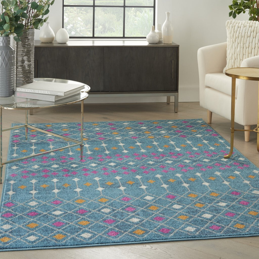 5' X 7' Blue Jewels Geometric Area Rug
