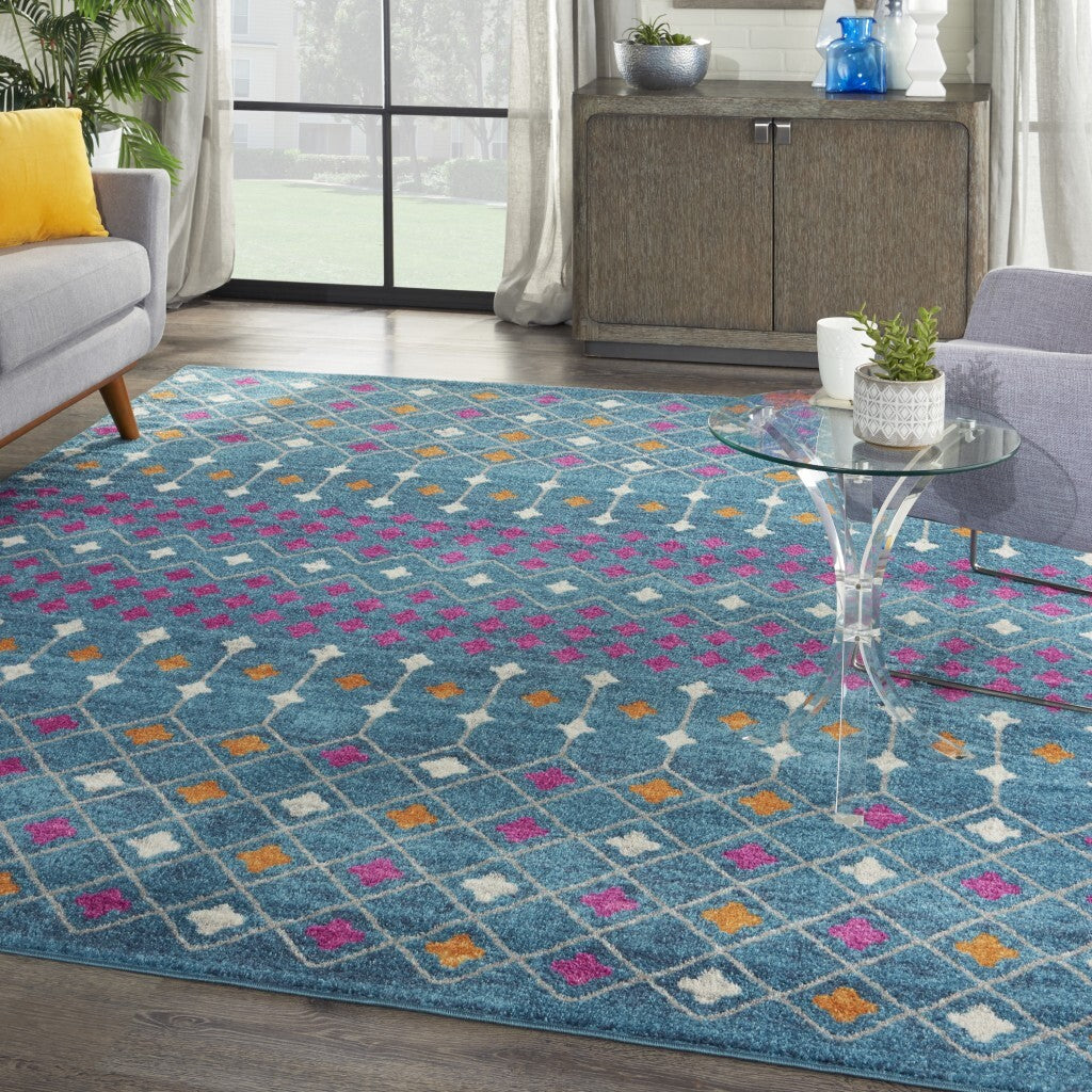 8' X 10' Blue Jewels Geometric Area Rug