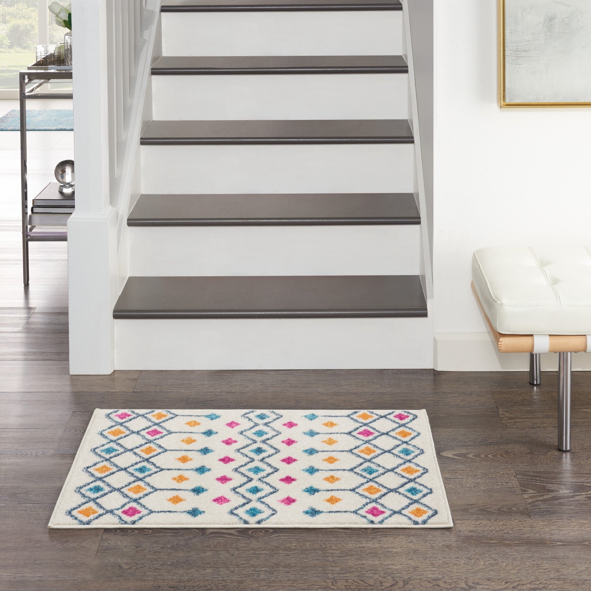 2' X 3' Ivory Jewels Geometric Scatter Rug