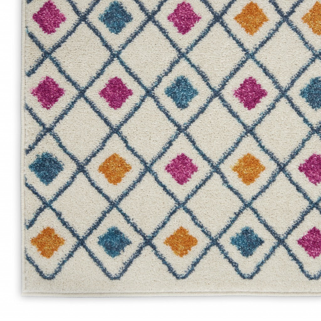 2' X 8' Ivory Jewels Geometric Runner Rug