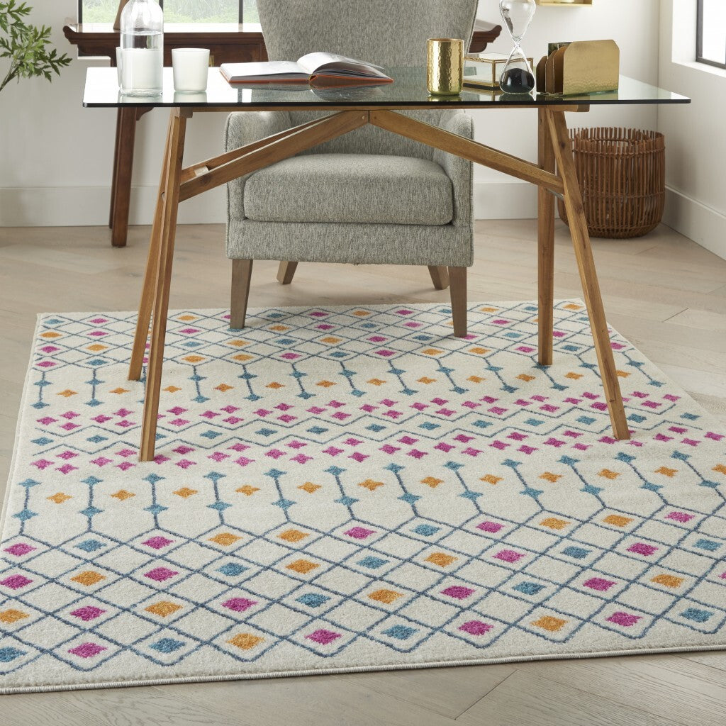 5' X 7' Ivory Jewels Geometric Area Rug