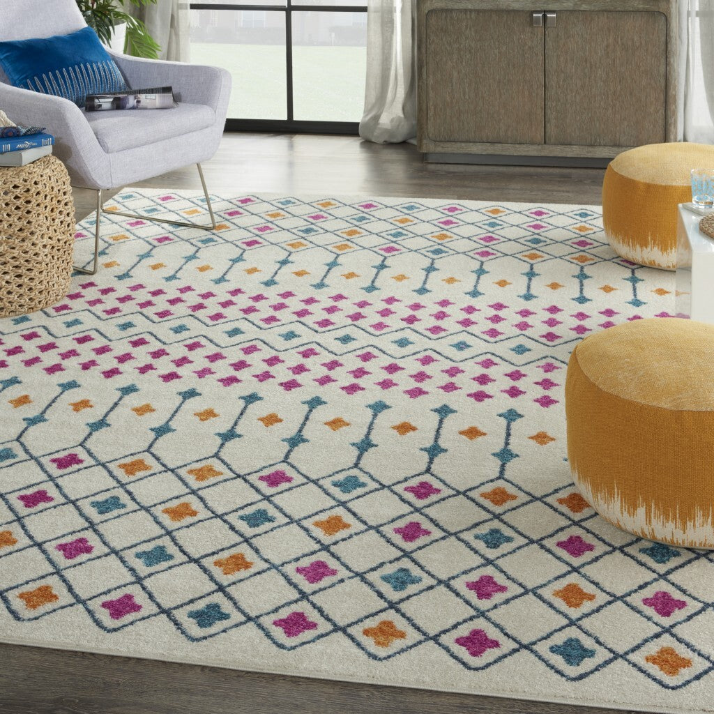 8' X 10' Ivory Jewels Geometric Area Rug