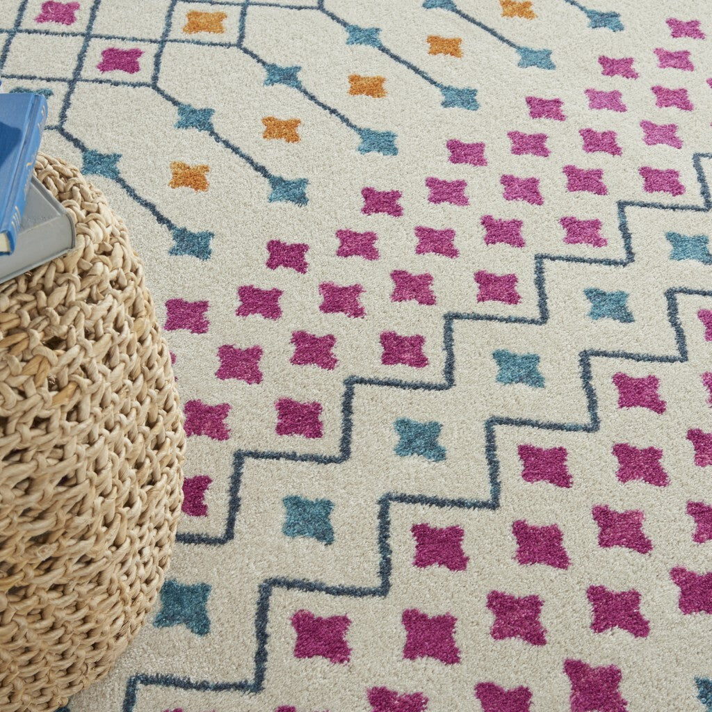 8' X 10' Ivory Jewels Geometric Area Rug
