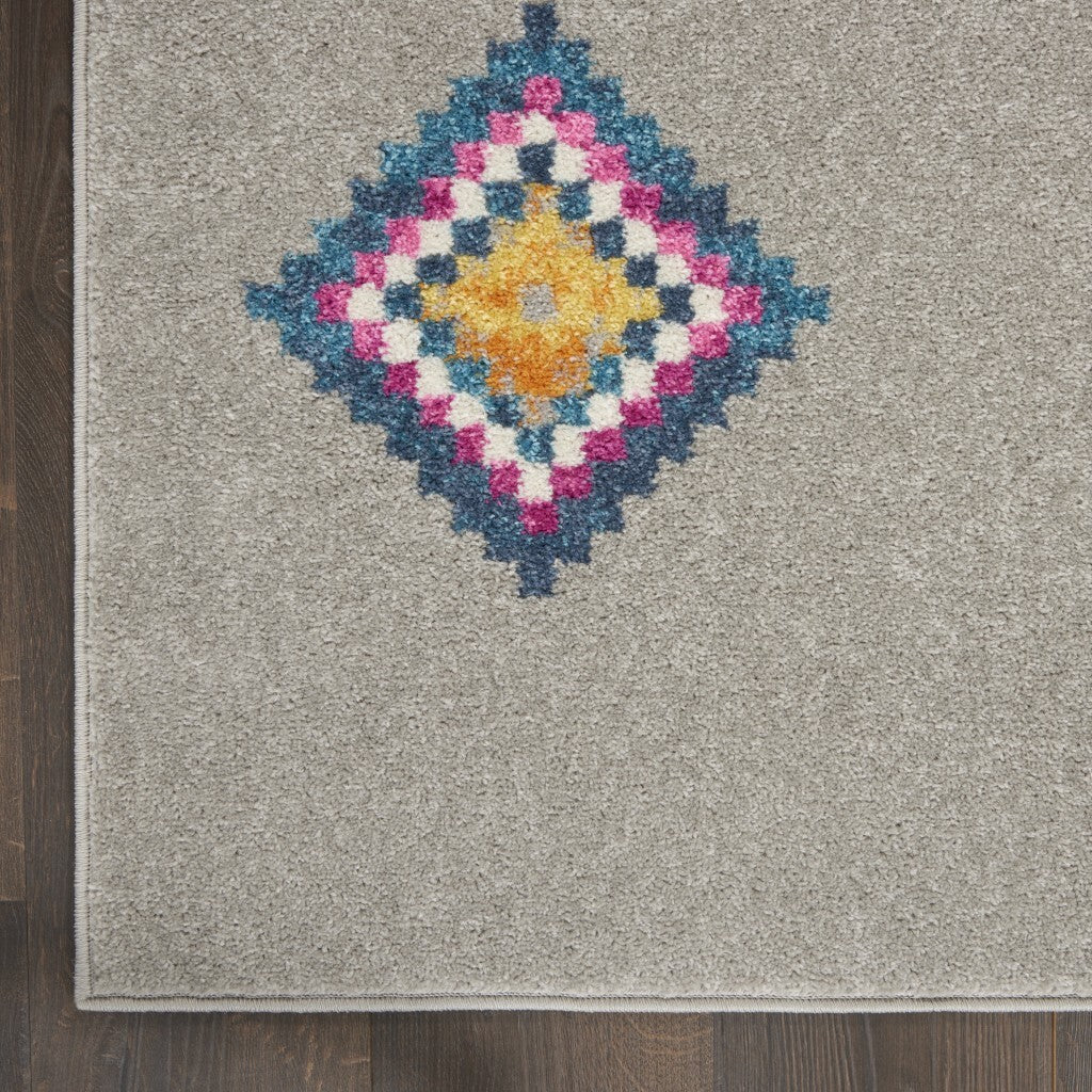 2' X 3' Gray And Multicolor Geometric Scatter Rug