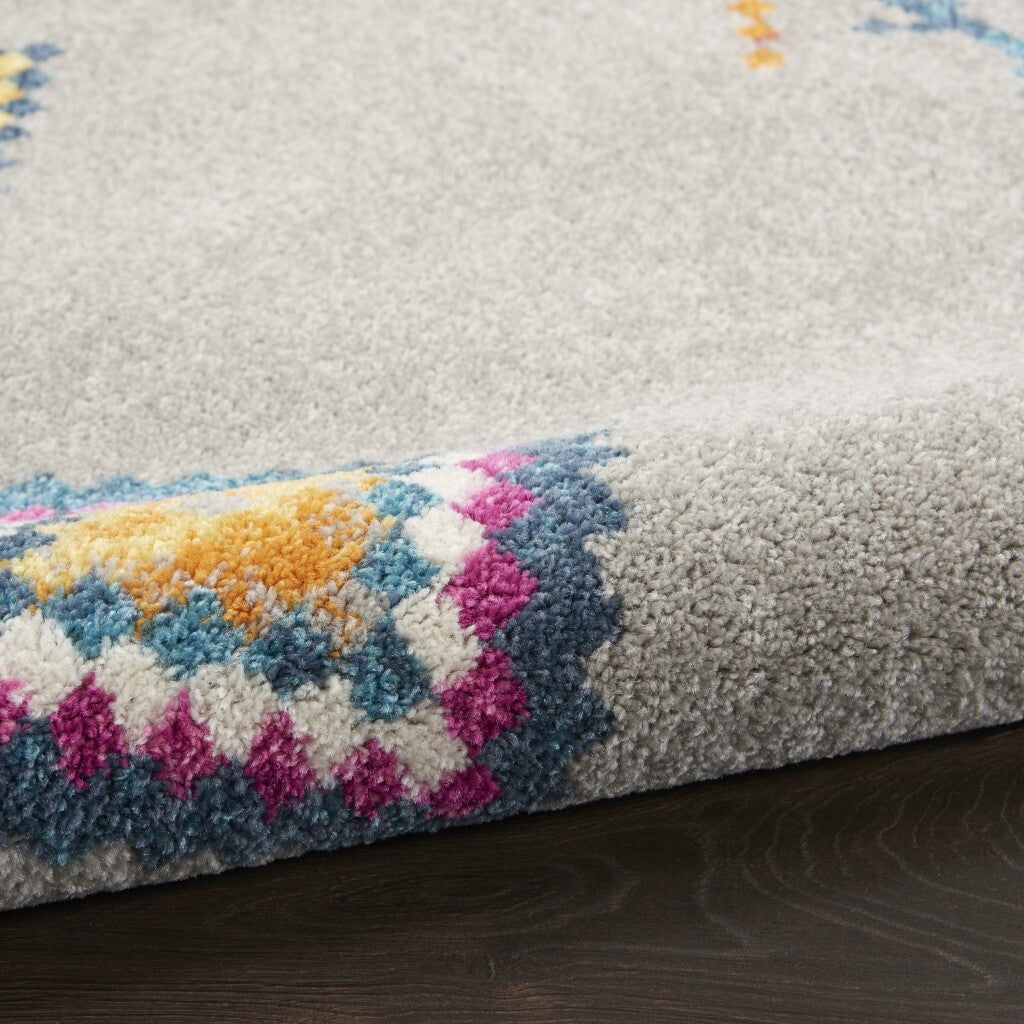 2' X 8' Gray And Multicolor Geometric Runner Rug