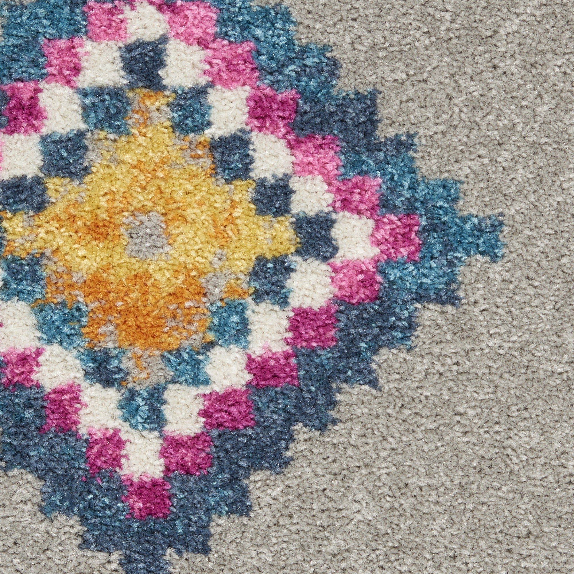 2' X 8' Gray And Multicolor Geometric Runner Rug