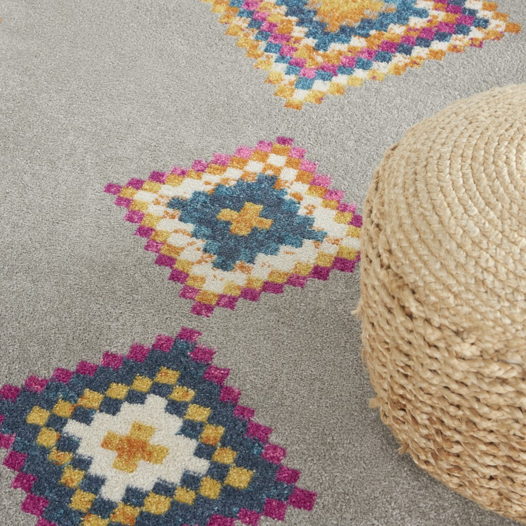 8' X 10' Gray And Multicolor Geometric Area Rug