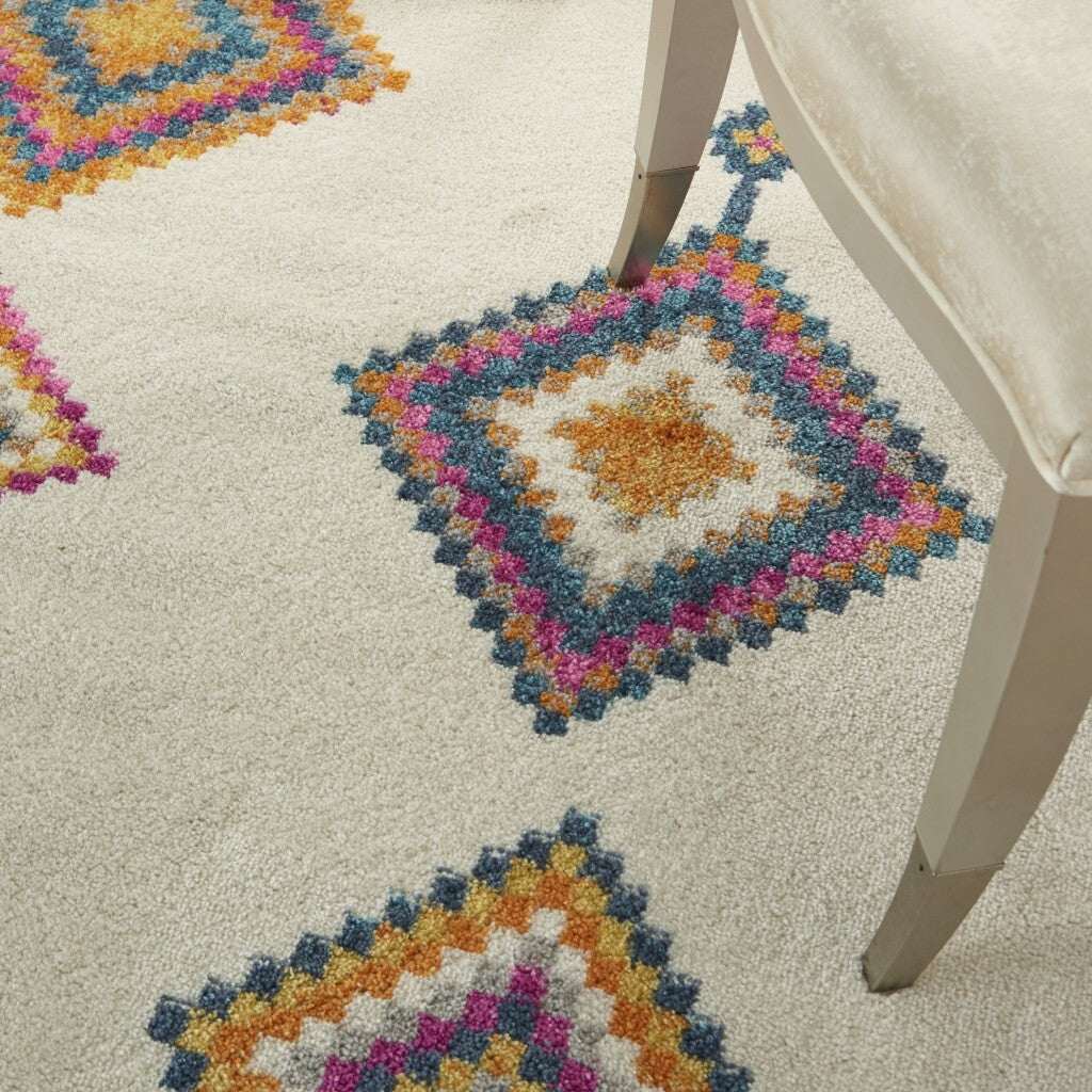 5' X 7' Ivory Boho Jewels Geometric Area Rug