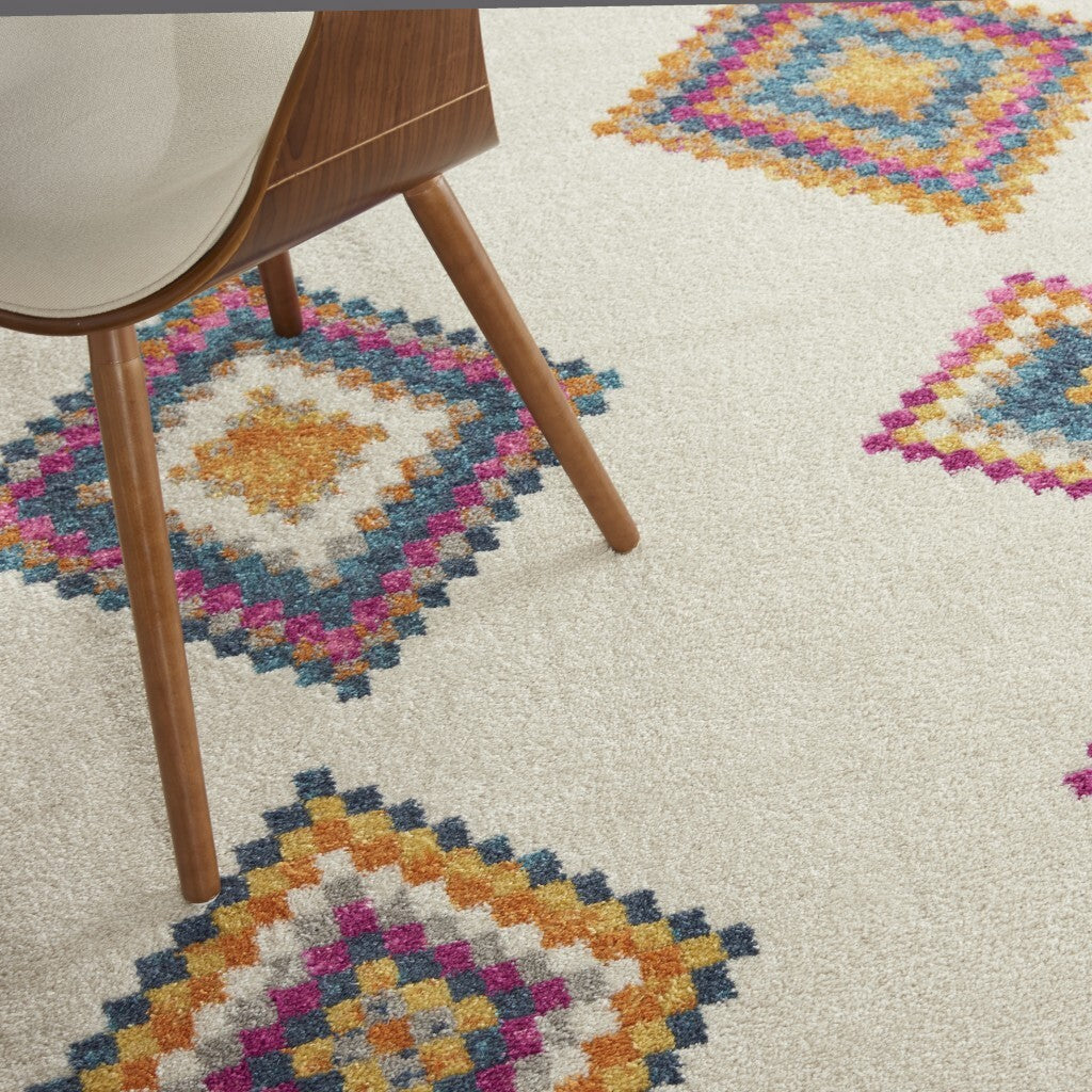 7' X 10' Ivory Boho Jewels Geometric Area Rug