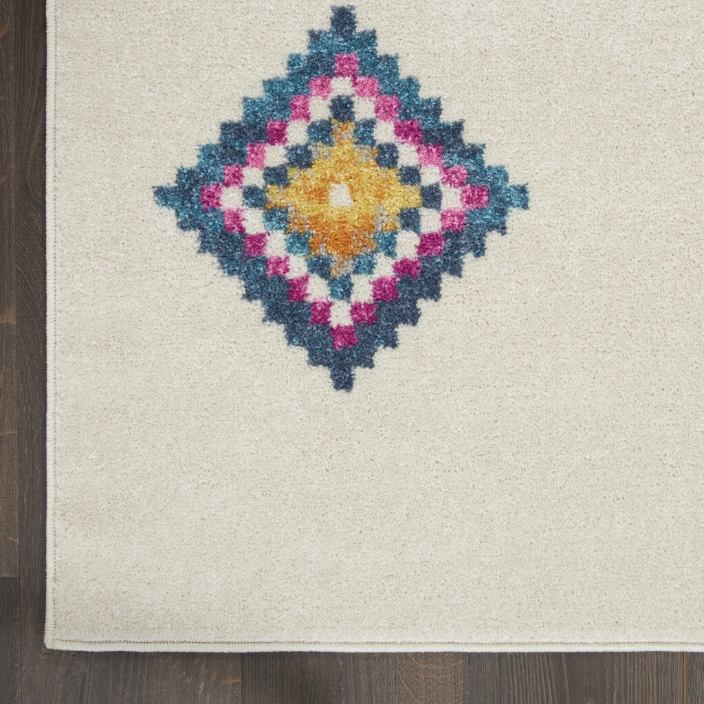 8' X 10' Ivory Boho Jewels Geometric Area Rug