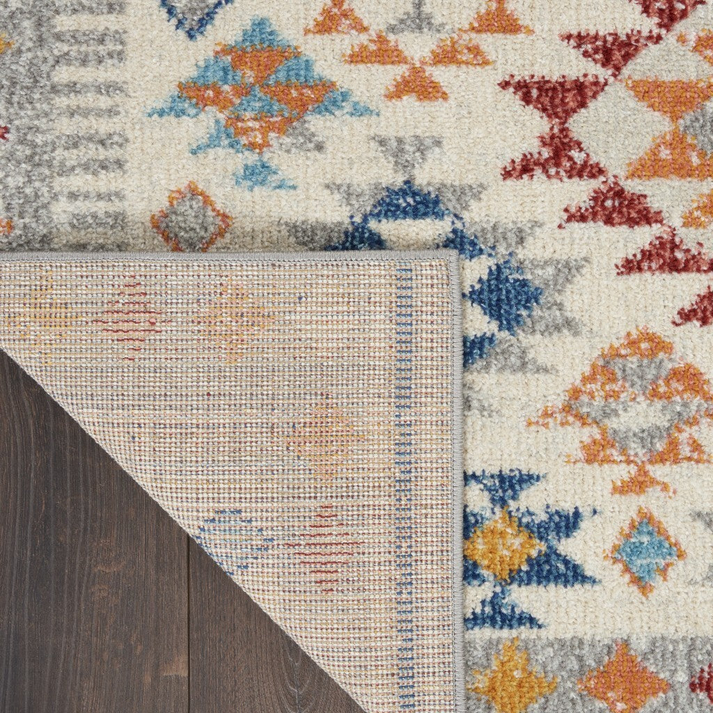 2' X 3' Ivory And Red Diamonds Scatter Rug