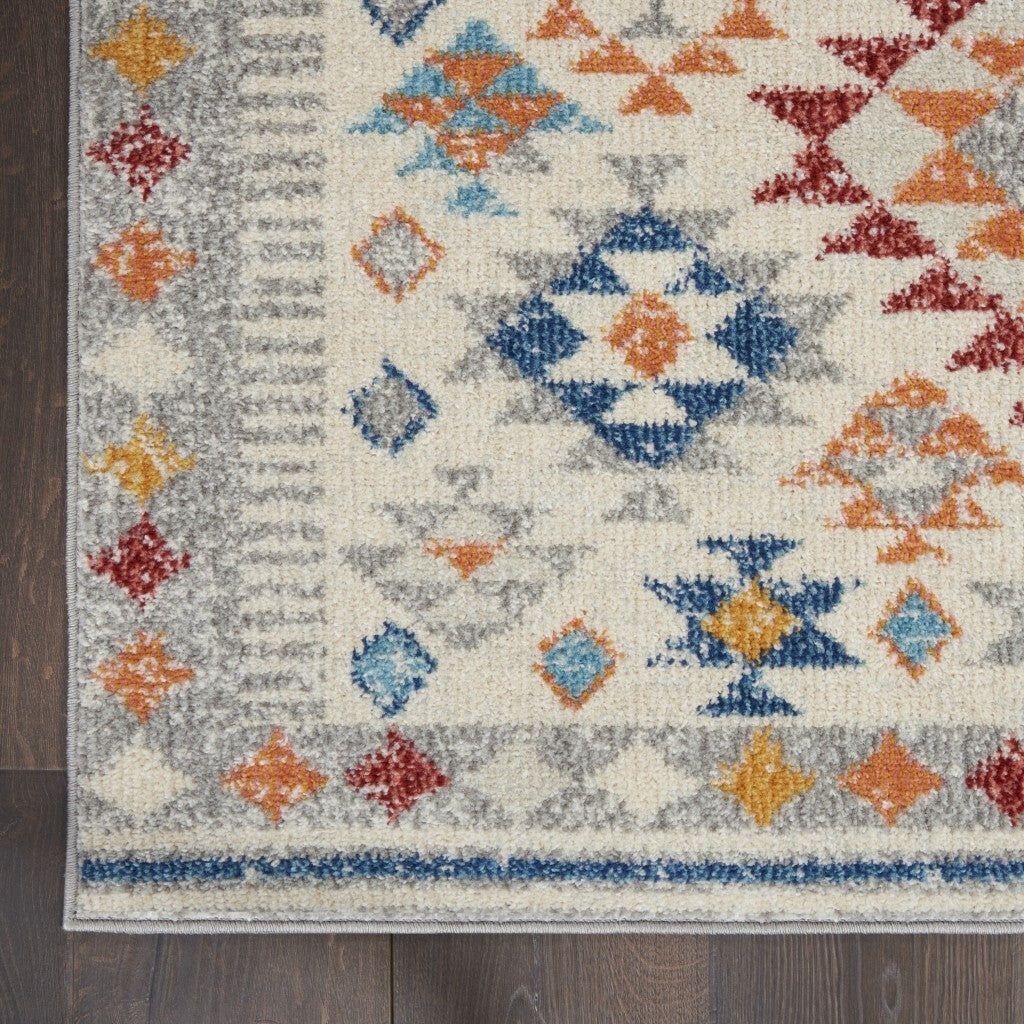 2' X 3' Ivory And Red Diamonds Scatter Rug