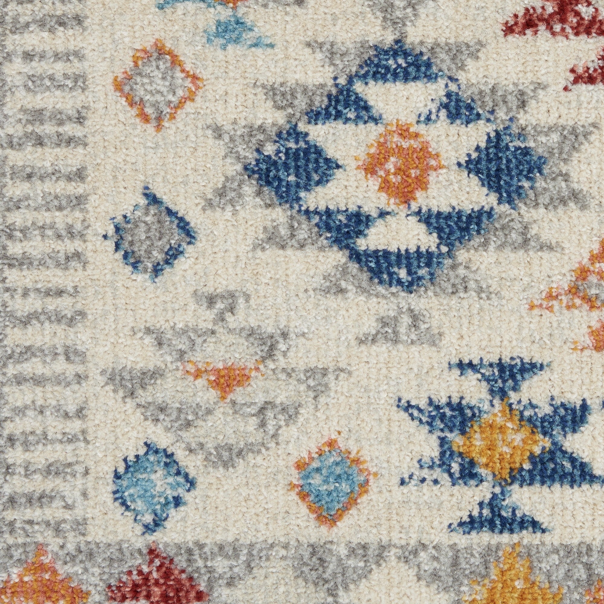 2' X 3' Ivory And Red Diamonds Scatter Rug