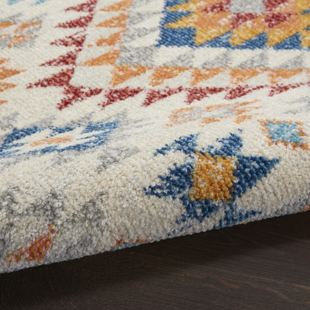4' X 6' Ivory And Red Diamonds Area Rug