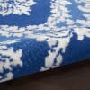 4' X 6' Blue And Ivory Damask Area Rug