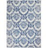 6' X 9' Ivory And Navy Damask Area Rug