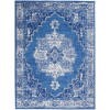 6' X 9' Navy Blue And Ivory Persian Medallion Area Rug