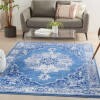 6' X 9' Navy Blue And Ivory Persian Medallion Area Rug