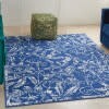 5' X 7' Navy And Ivory Floral Vines Area Rug