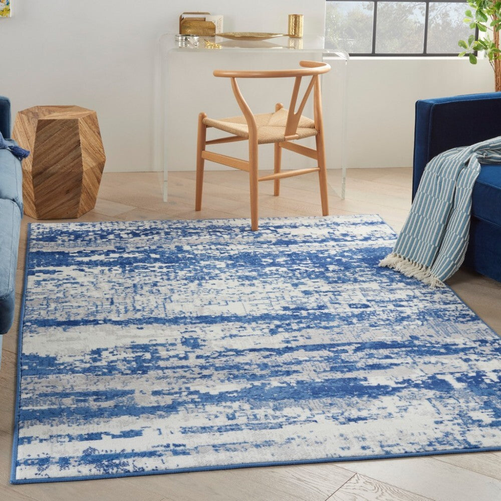 4' X 6' Ivory And Navy Oceanic Area Rug