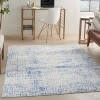 4' X 6' Gray And Blue Abstract Grids Area Rug
