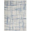 6' X 9' Ivory And Blue Irregular Grids Area Rug