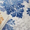 4' X 6' Ivory And Navy Damask Area Rug