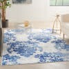6' X 9' Ivory And Navy Damask Area Rug