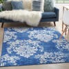 4' X 6' Navy And Ivory Damask Area Rug