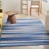 4' X 6' Blue And Ivory Halftone Stripe Area Rug