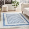 4' X 6' Ivory And Blue Geometric Area Rug