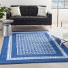 6' X 9' Navy And Ivory Geometric Area Rug