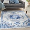 6' X 9' Ivory And Blue Medallion Area Rug