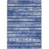 4' X 6' Navy Blue And Ivory Distressed Area Rug