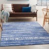4' X 6' Navy Blue And Ivory Distressed Area Rug
