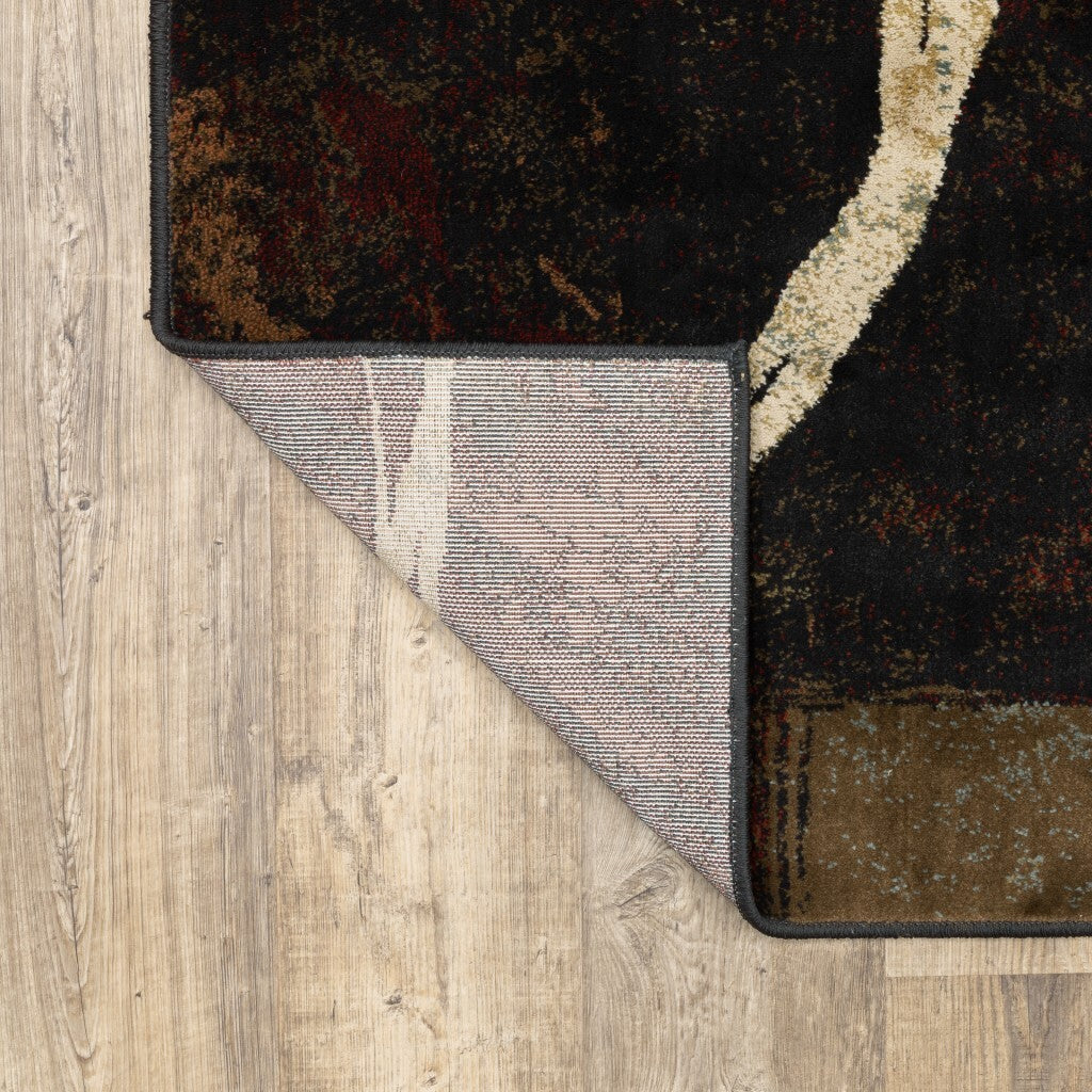 4' X 6' Brown And Black Abstract Geometric Area Rug