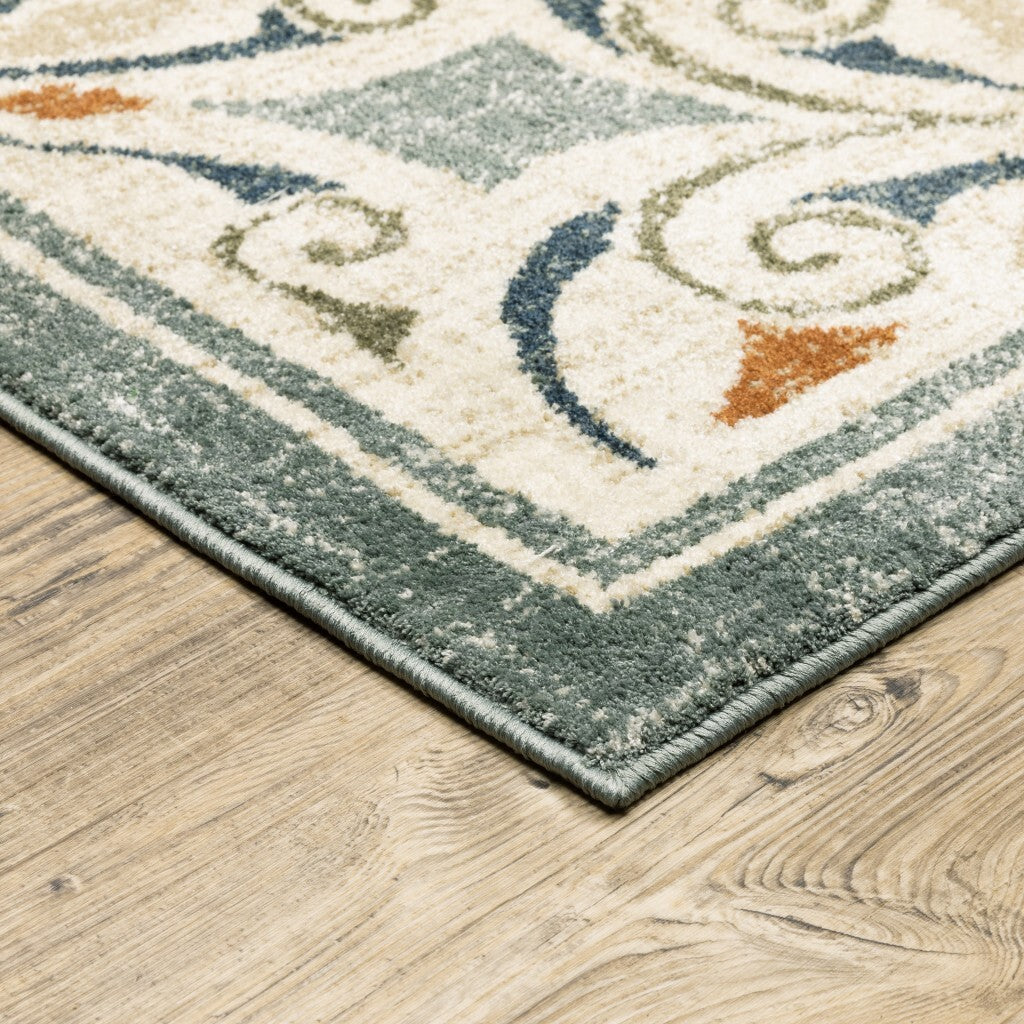 10' X 13' Gray And Beige Medallion Indoor Area Rug
