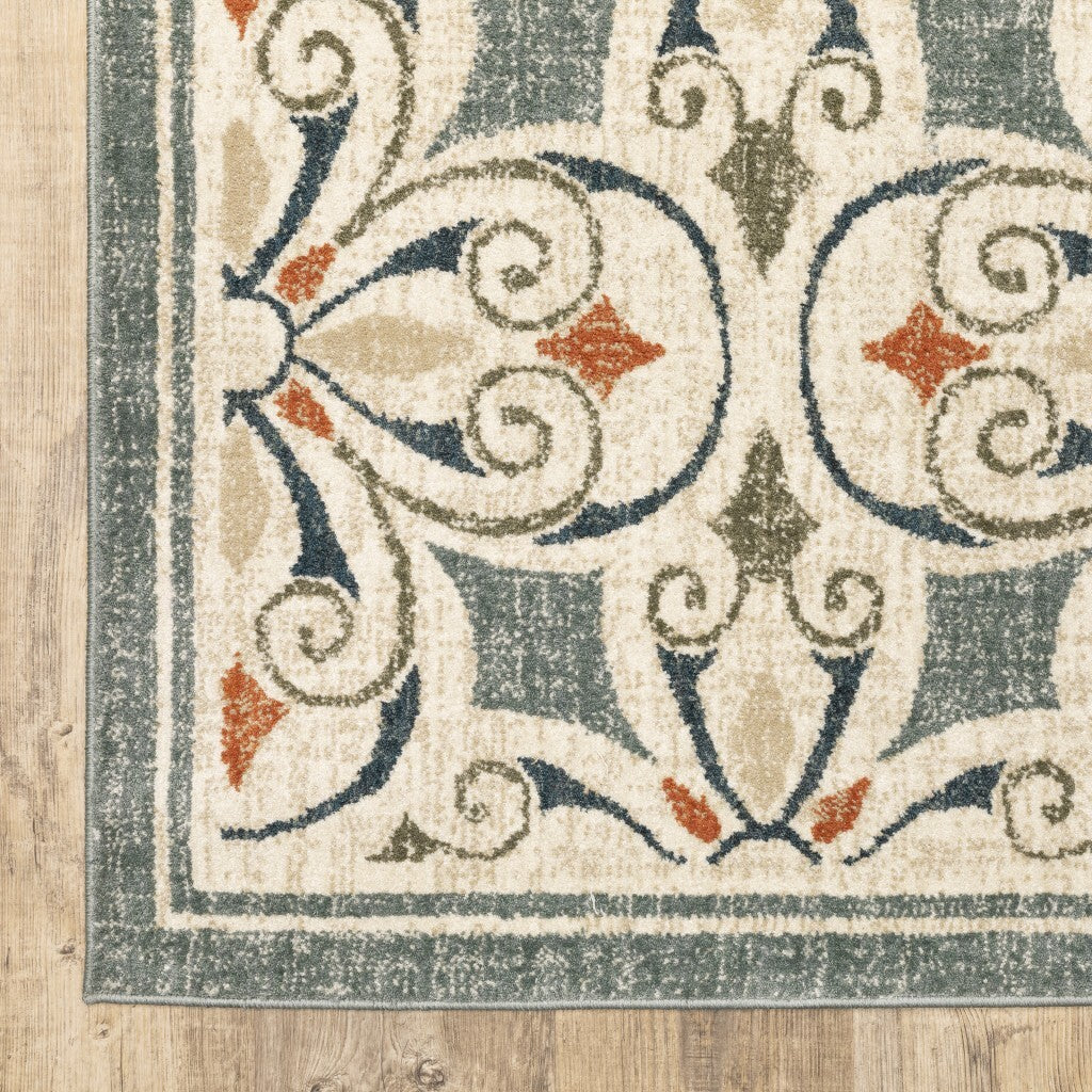 10' X 13' Gray And Beige Medallion Indoor Area Rug