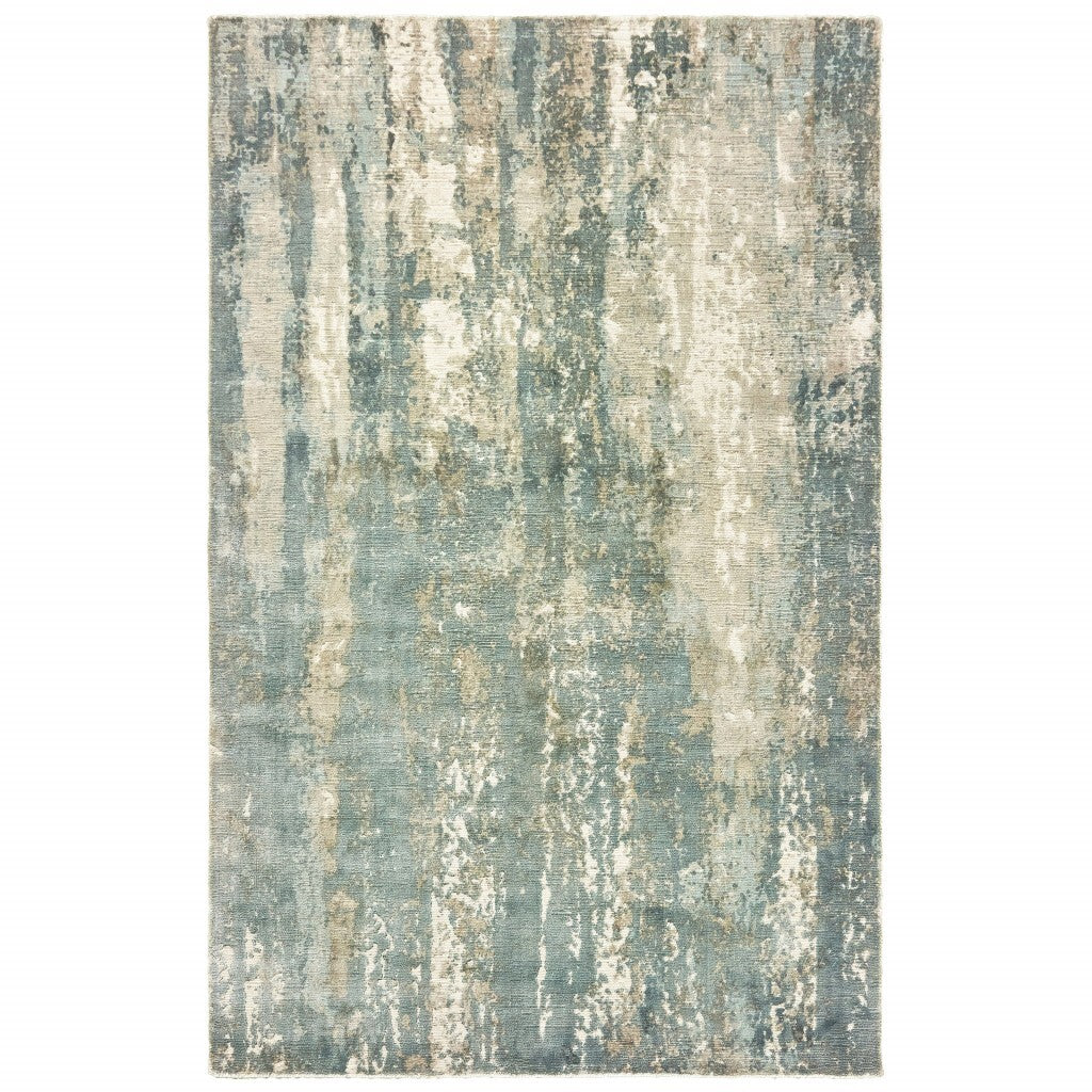 8' X 10' Blue And Gray Abstract Splash Indoor Area Rug