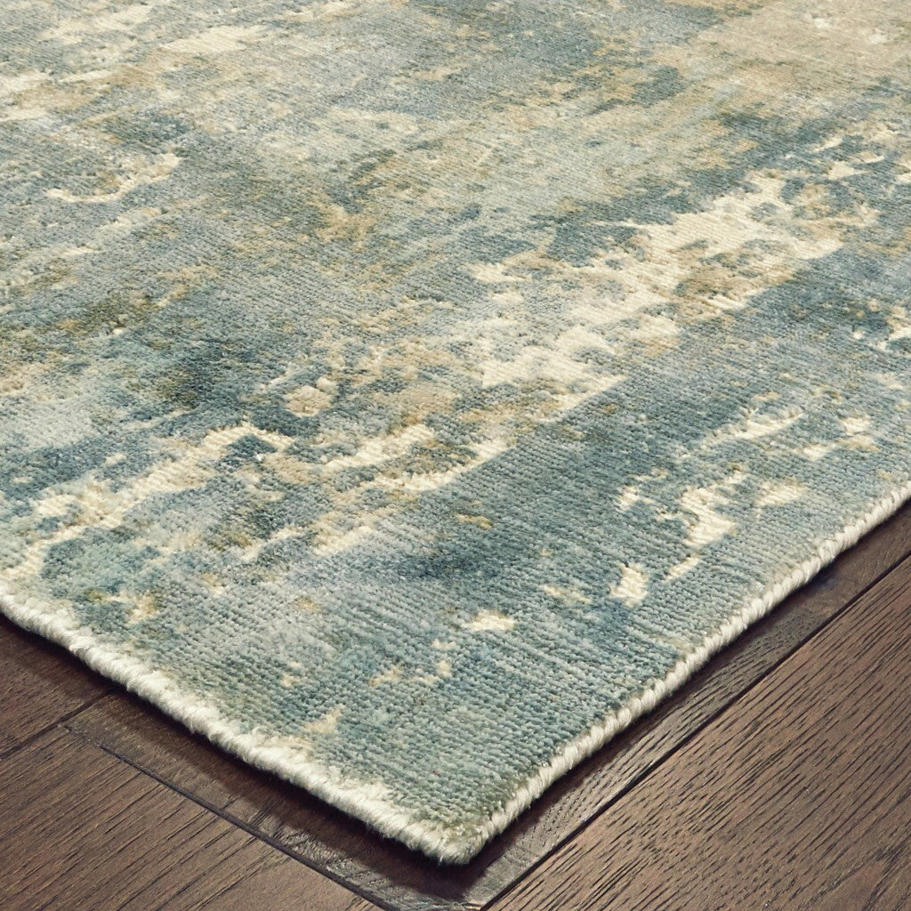 8' X 10' Blue And Gray Abstract Splash Indoor Area Rug