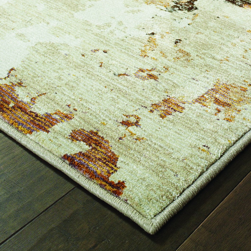10' X 13' Abstract Weathered Beige And Gray Indoor Area Rug