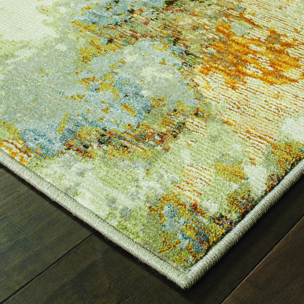 10' X 13' Modern Abstract Gold And Beige Indoor Area Rug