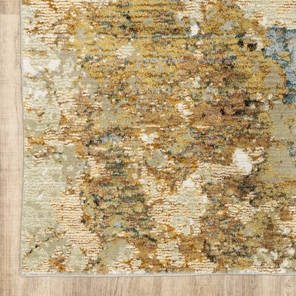 10' X 13' Modern Abstract Gold And Beige Indoor Area Rug