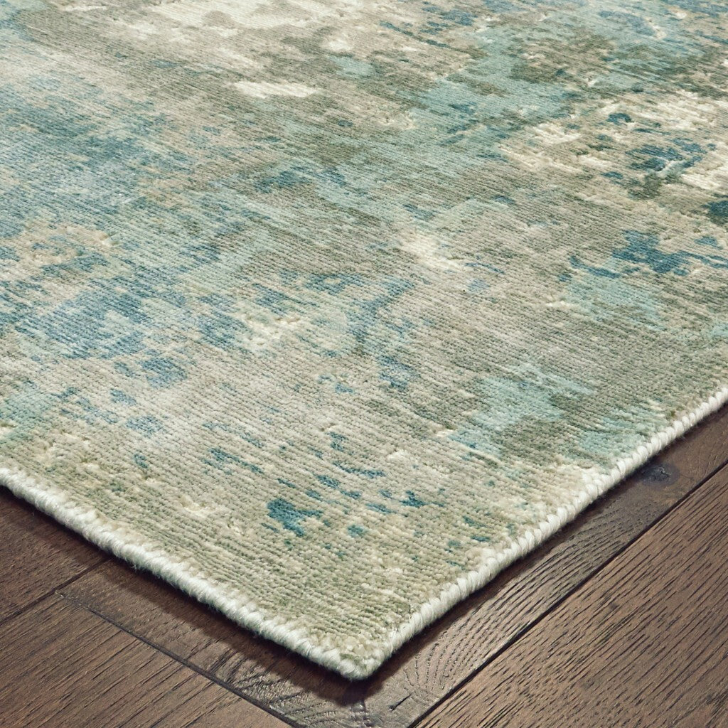 10' X 14' Blue And Gray Abstract Pattern Indoor Area Rug