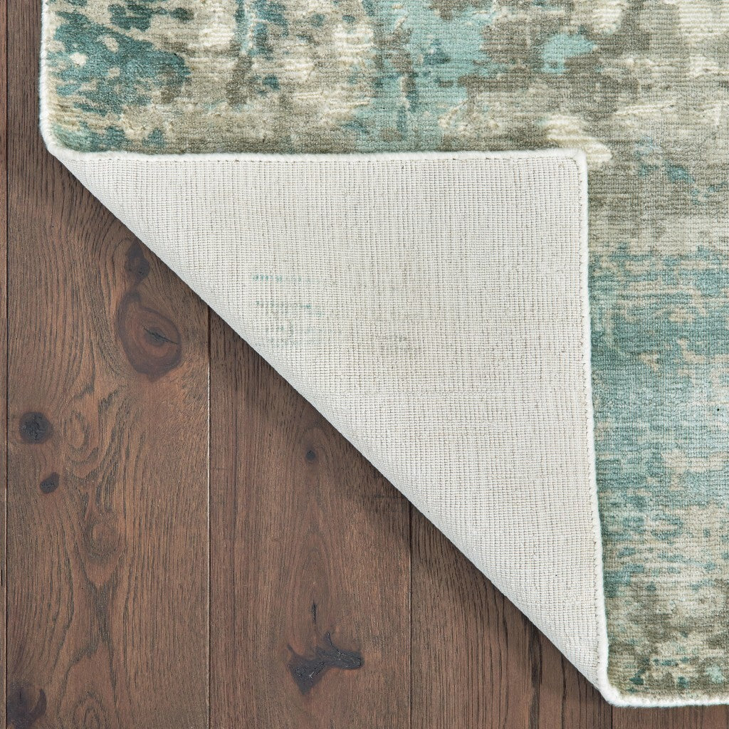 10' X 14' Blue And Gray Abstract Pattern Indoor Area Rug