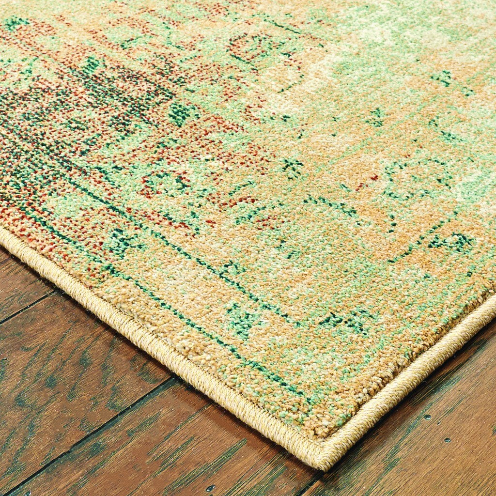 5' X 8' Brown And Gold Medallion Indoor Area Rug