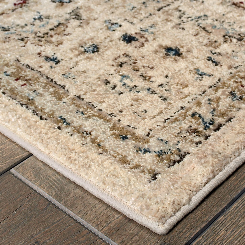 10' X 13' Ivory And Gold Distressed Indoor Area Rug