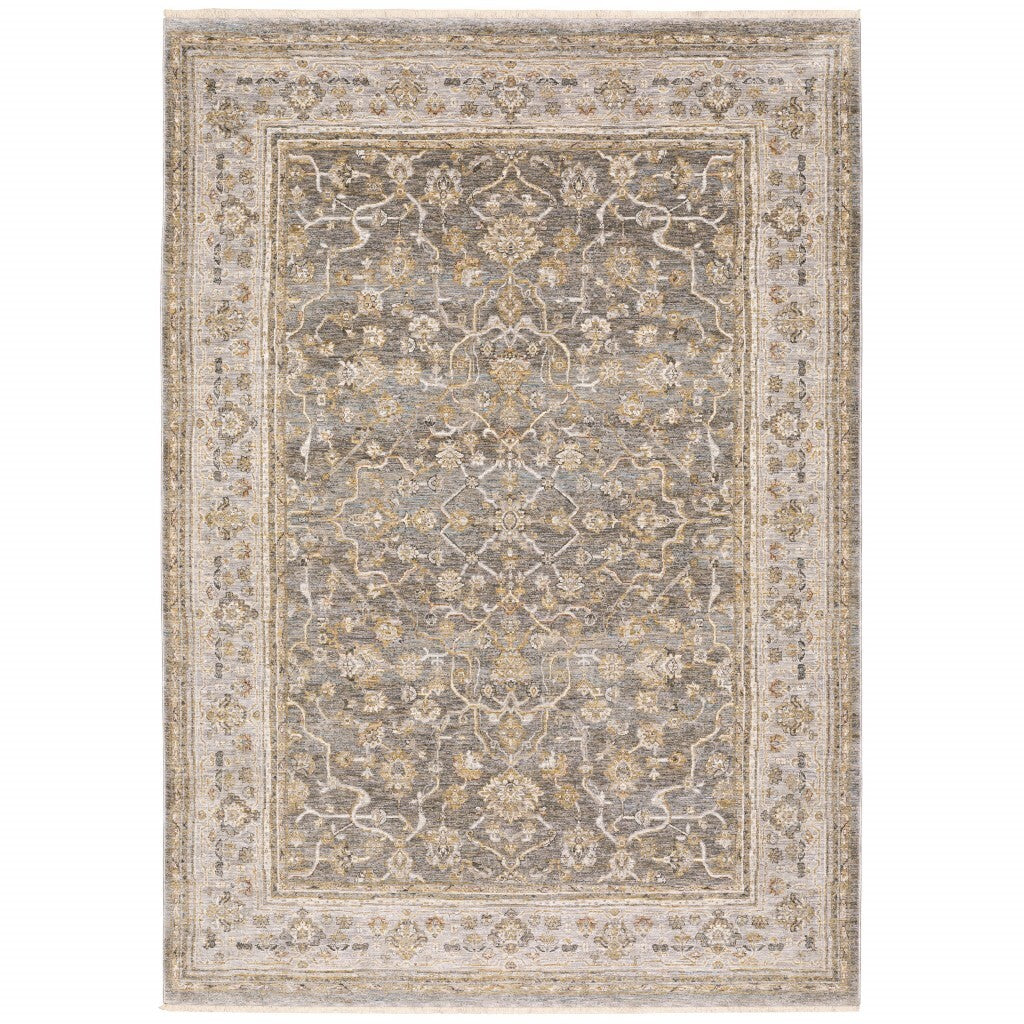 2' X 3' Beige Grey Machine Woven Oriental Indoor Area Rug
