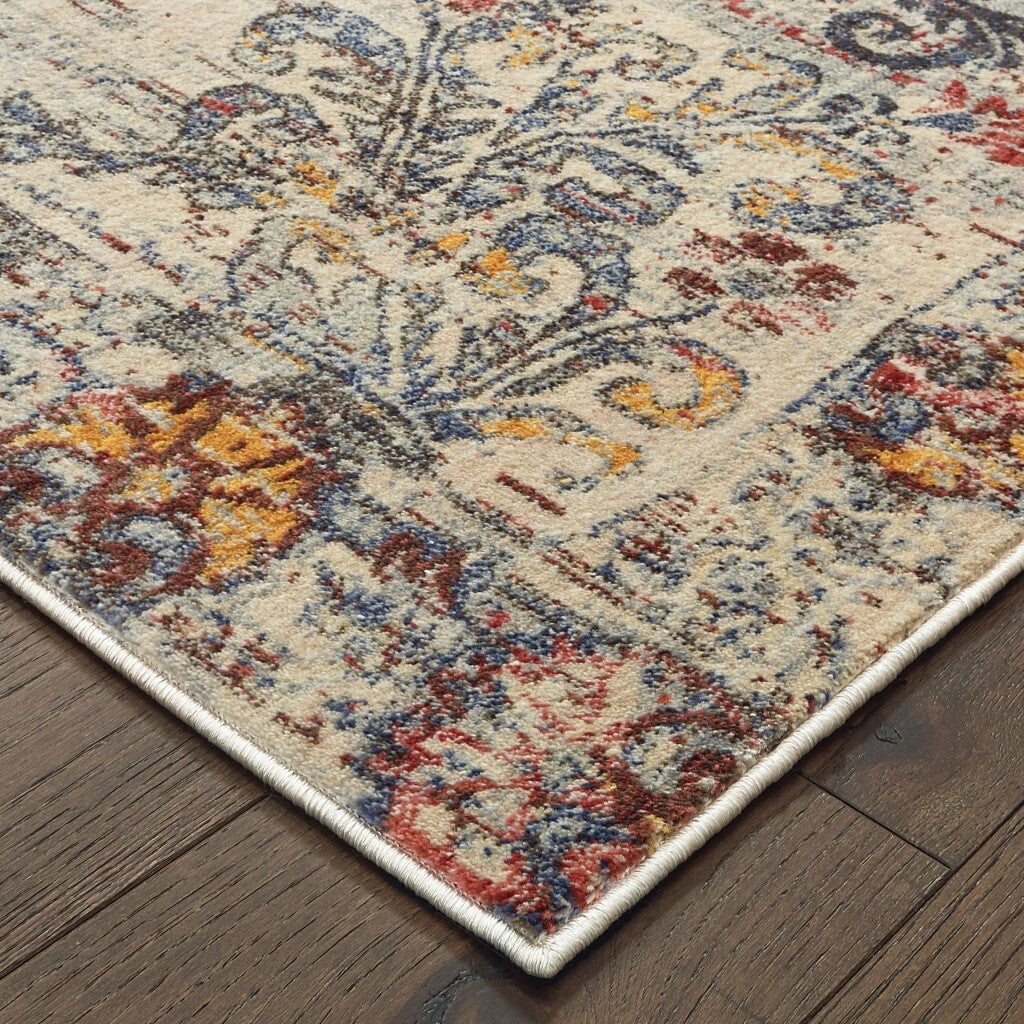 4'X6' Ivory Distressed Medallion Area Rug