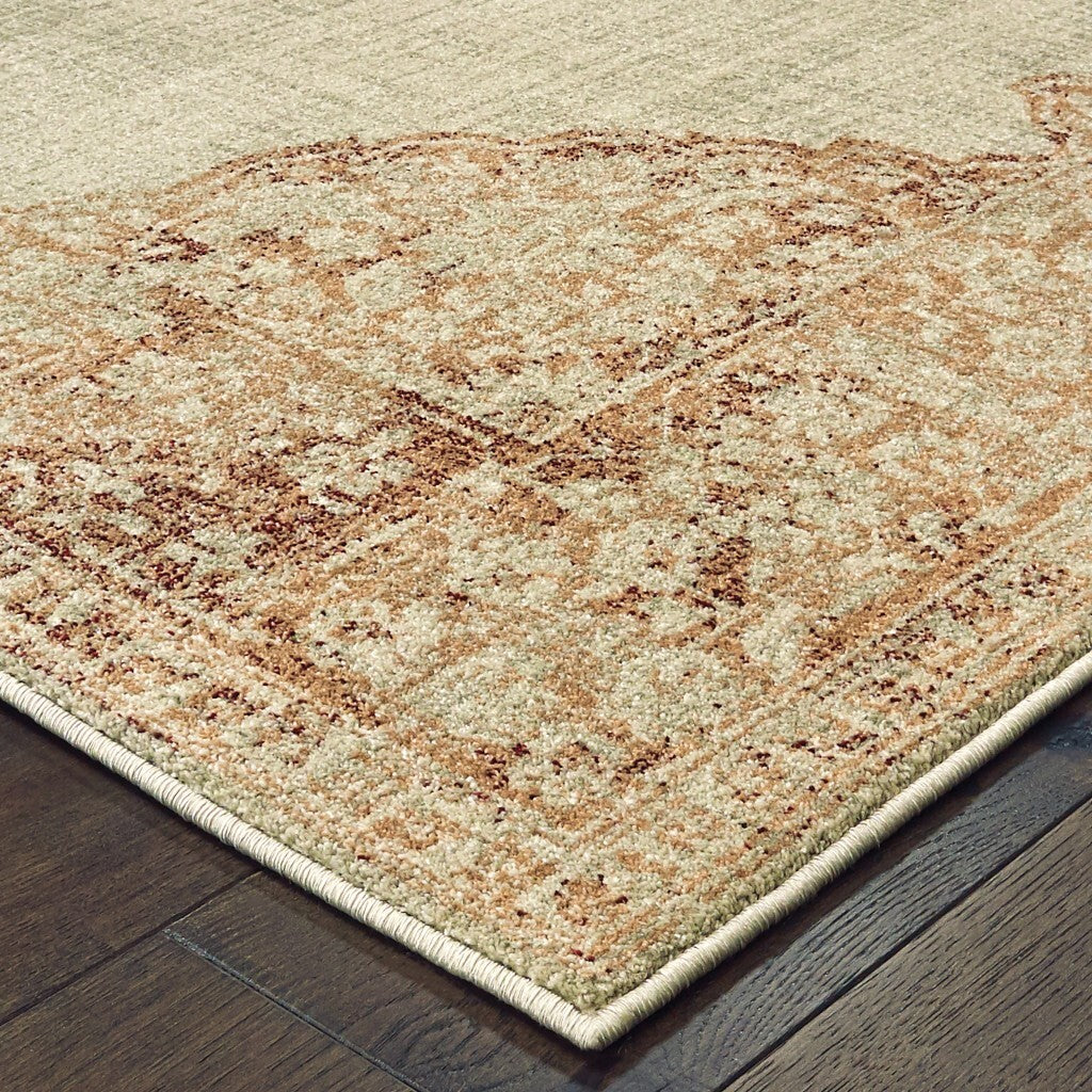 10'X13' Ivory And Pink Medallion Area Rug